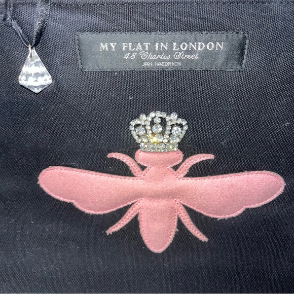 My Flat In London pink Queen bee black tote with original bag it came in - Picture 5 of 15